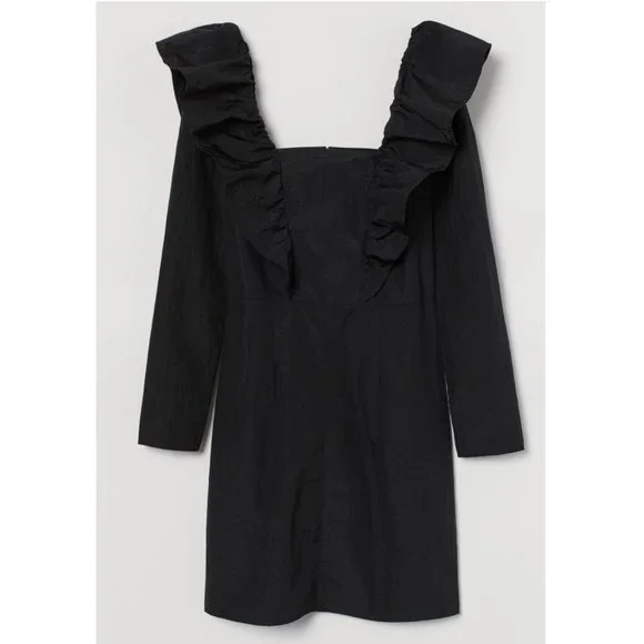 H&M | Dresses | Hm Black Taffeta Ruffle Square Neck Long Sleeve Dress | Poshmark H&M | Dresses | Hm Black Taffeta Ruffle Square Neck Long Sleeve Dress | Poshmark